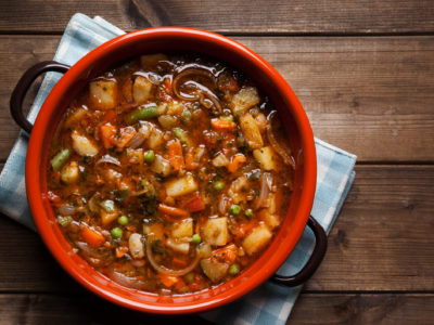 minestrone soup on the pot