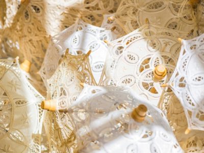 White lace umbrella closeup © helovi/iStock